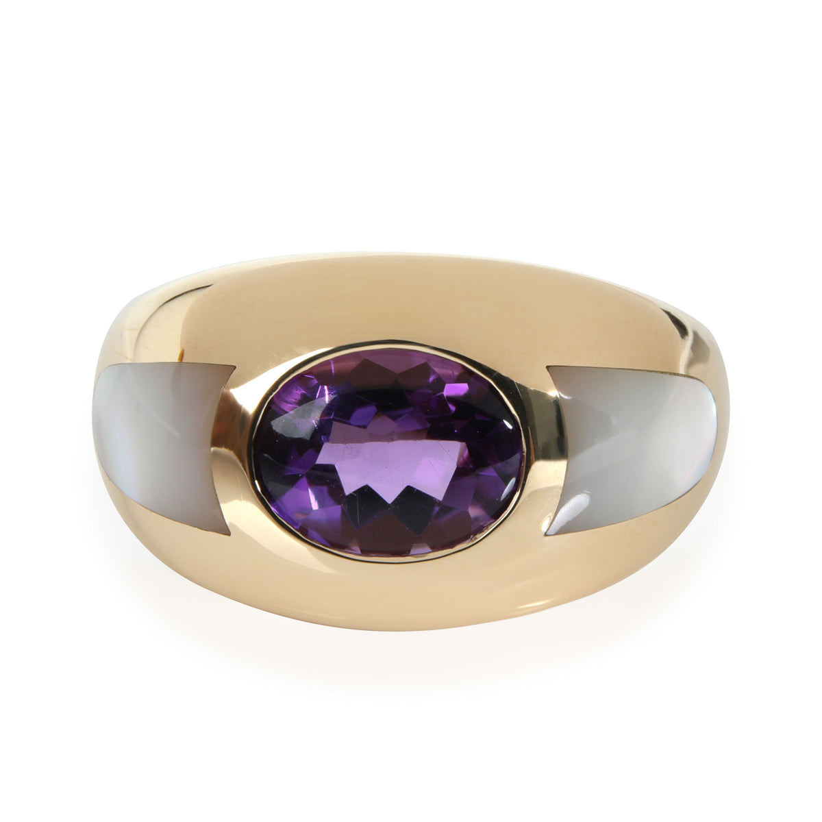 Mauboussin Ring with Amethyst & Mother Of Pearl in 18k Yellow Gold