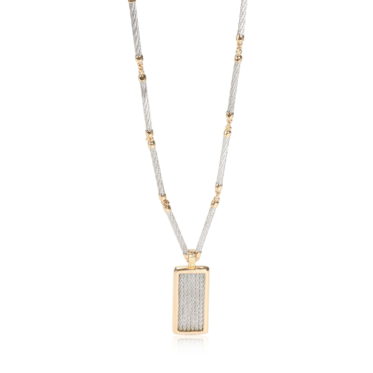 Fred Force 10 Dog Tag Necklace on Articulated Chain in 18K Yellow Gold & Steel