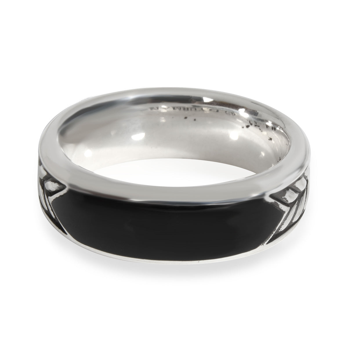 David Yurman Mens Chevron Onyx Band in Sterling Silver