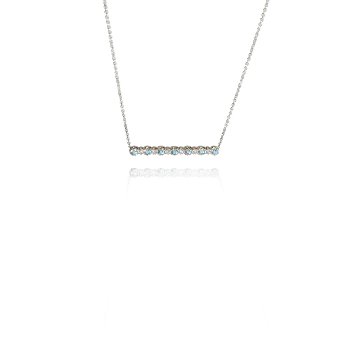 14K White Gold My Story Diamond & Blue Topaz Pendant, .08 Ctw.