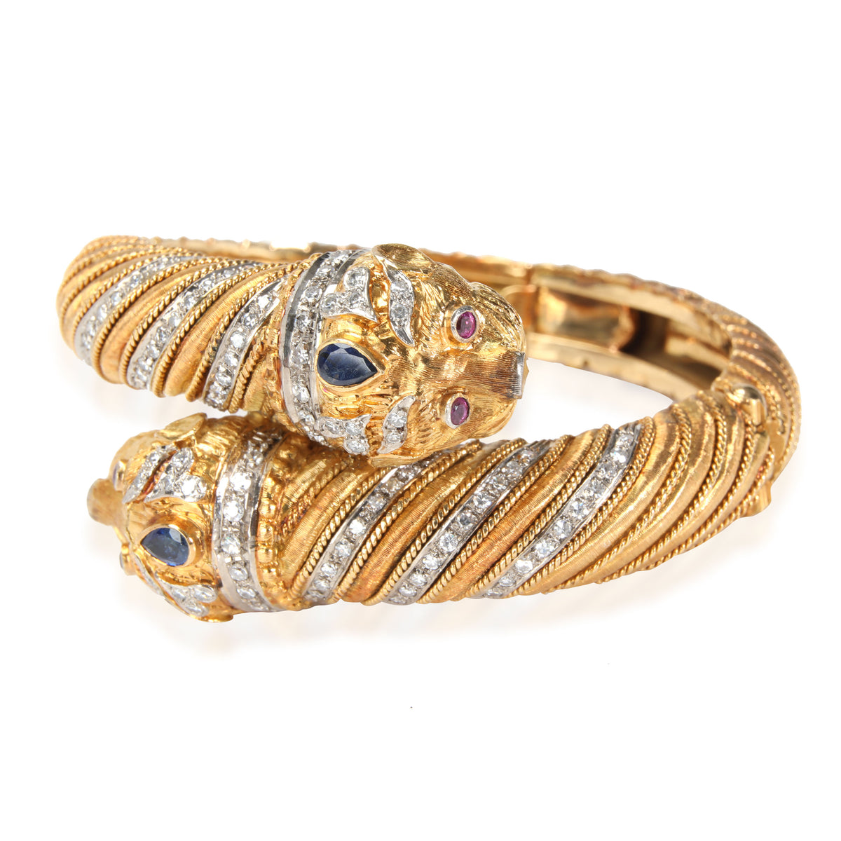 Ilias Lalaounis 1980s Lion Bangle in 18K Yellow Gold 1 CTW