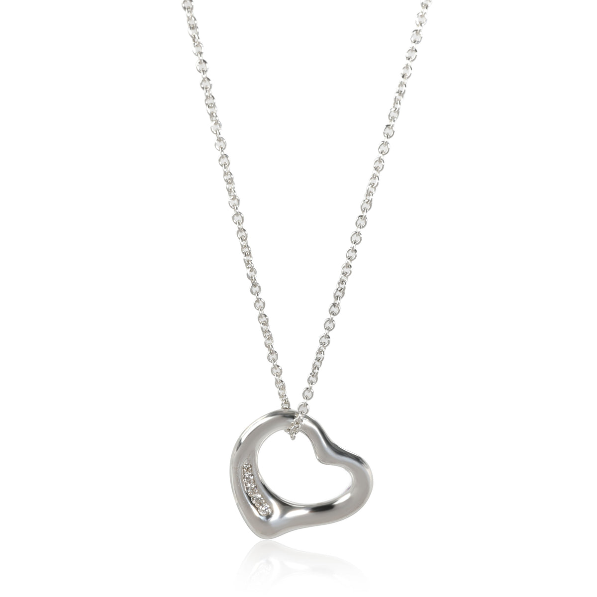 Tiffany & Co. Elsa Peretti Open Heart Diamond Pendant in Sterling Silver 0.02CTW