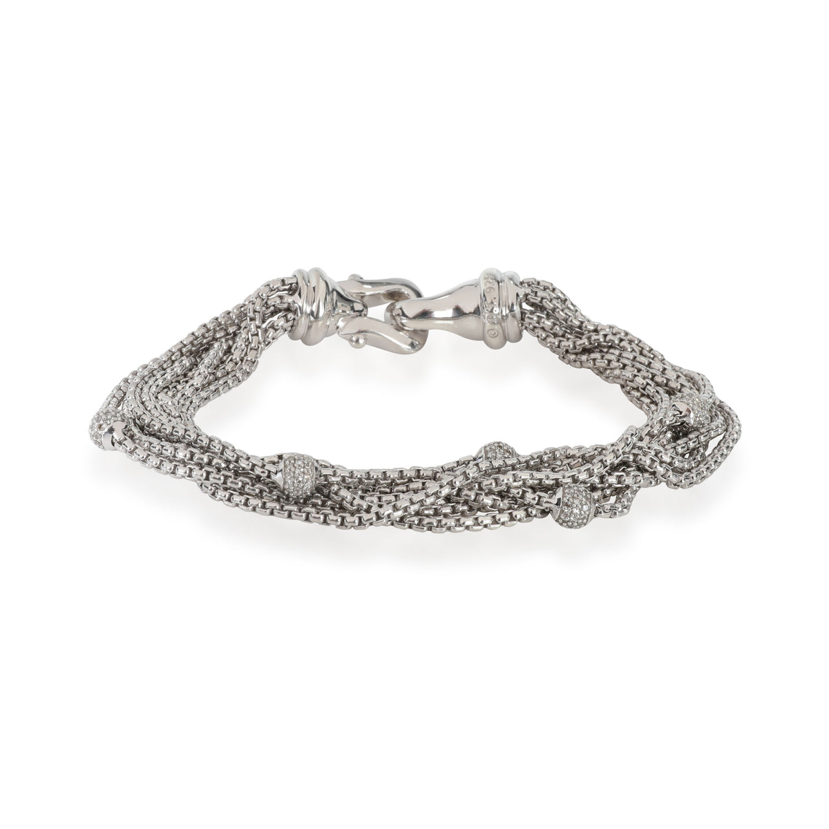 David Yurman Diamond 8 Chain Bracelet in Sterling Silver 0.49 CTW