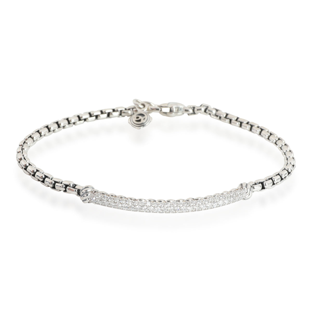 David Yurman Diamond Petite Pave Metro Bracelet in Sterling Silver 0.35 CTW