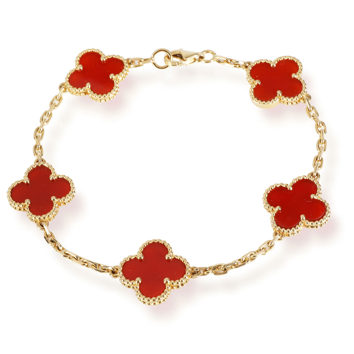 Van Cleef & Arpels Alhambra Carnelian Bracelet in 18k Yellow Gold