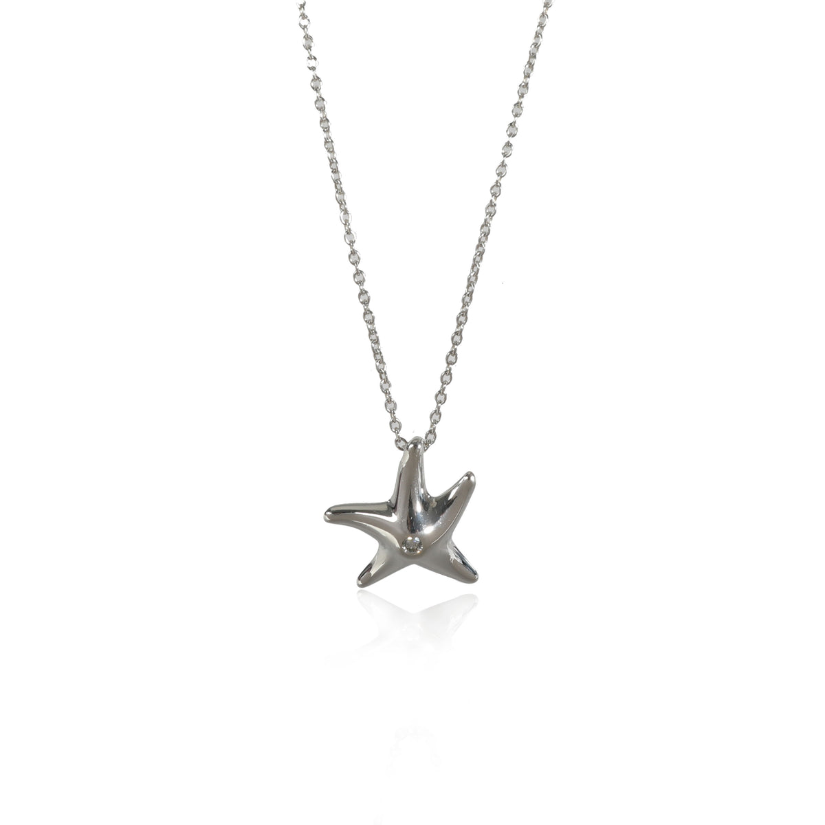 Tiffany & Co. Elsa Peretti Starfish Diamond Pendant in Sterling Silver 0.02 CTW