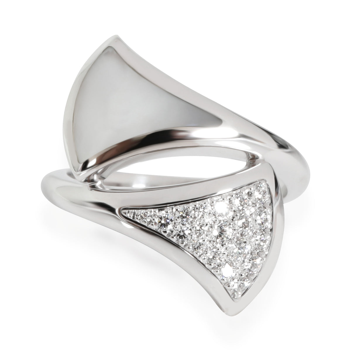 Bulgari Divas Dream Mother Of Pearl Diamond Ring in 18k White Gold 0.21ctw