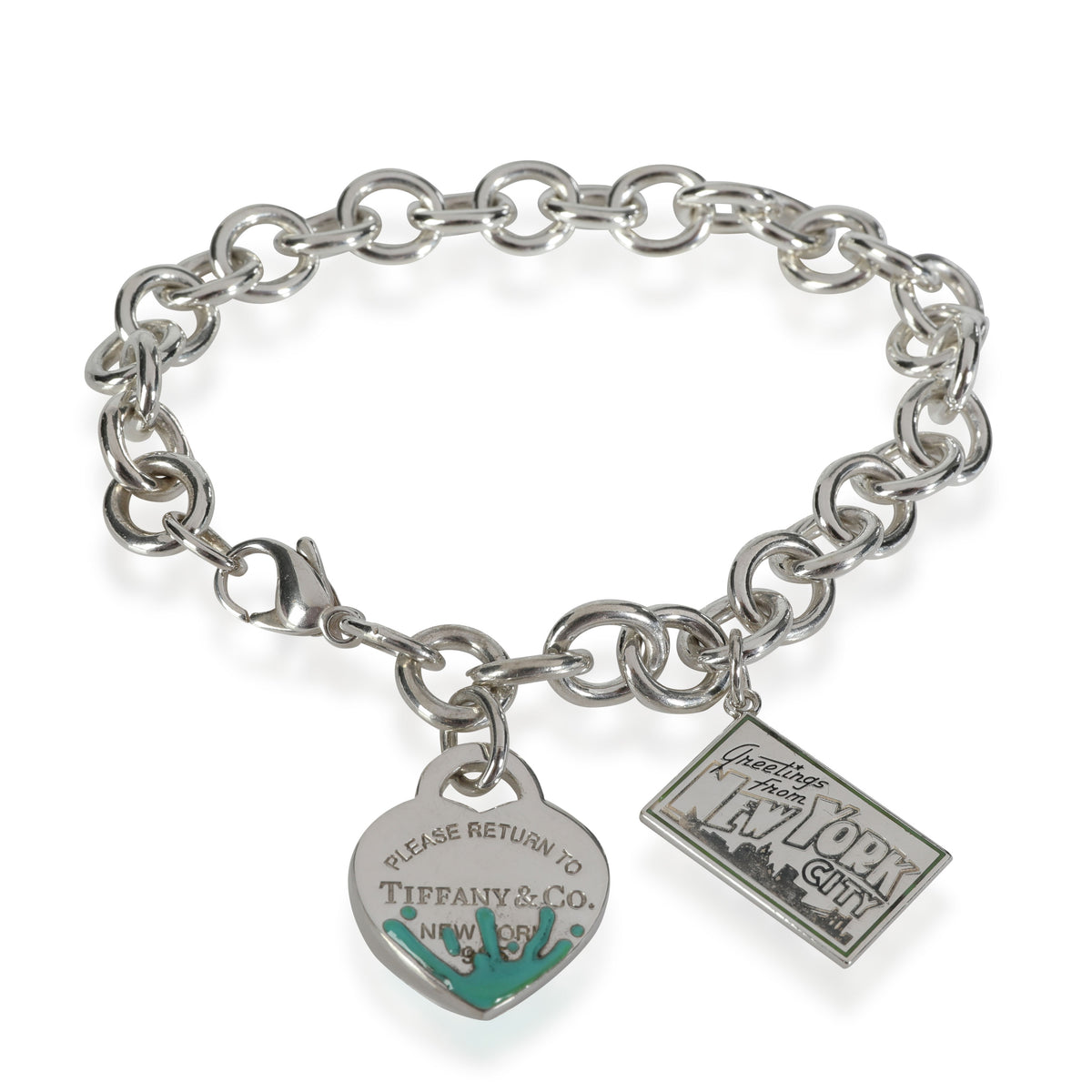 Tiffany & Co. Splash Heart Tag Charm Bracelet in Sterling Silver