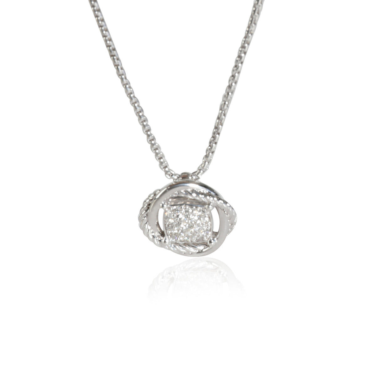 David Yurman Infinity Diamond Pendant in Sterling Silver 0.15 CTW