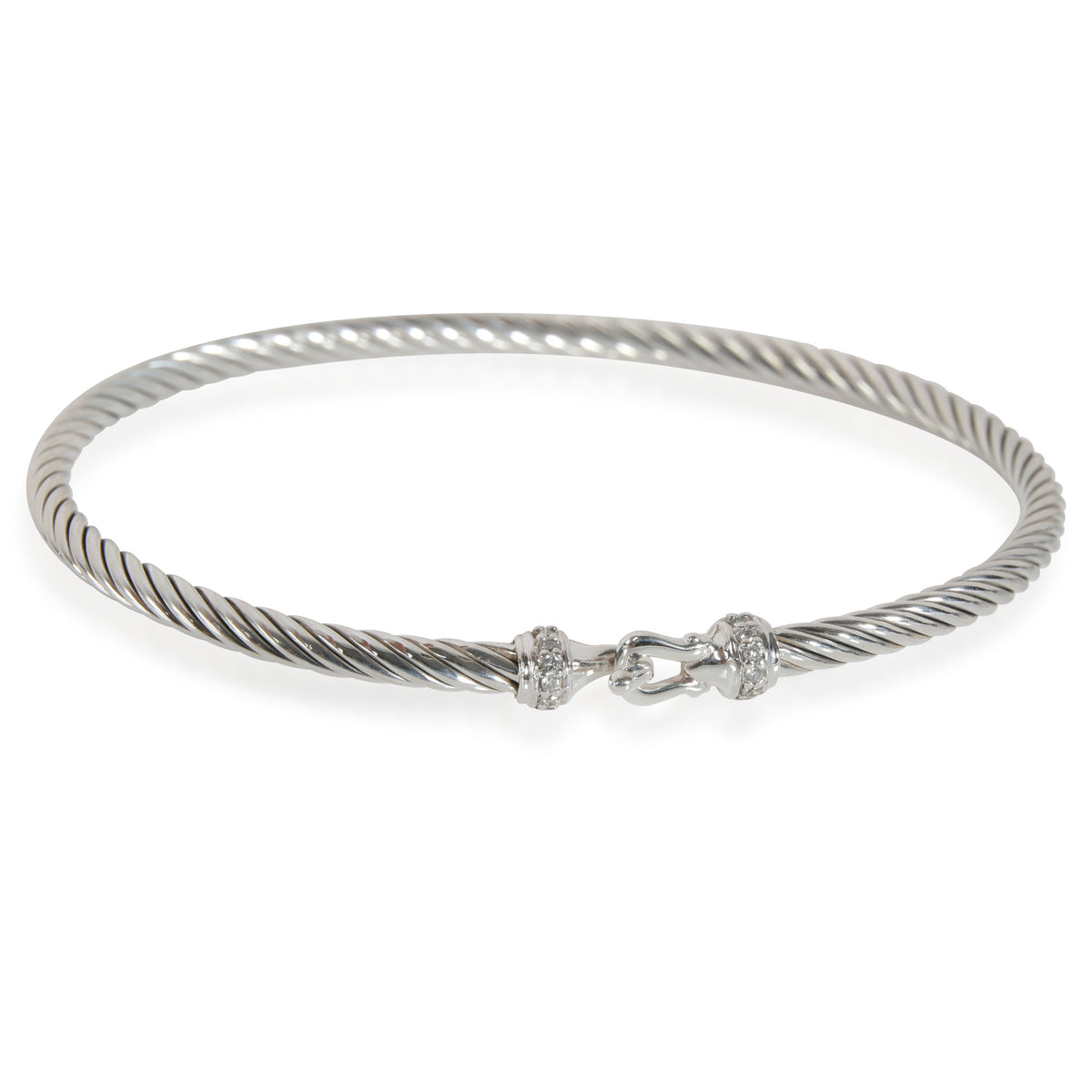David Yurman Petite Pave Diamond Bangle in Sterling Silver 0.05 CTW