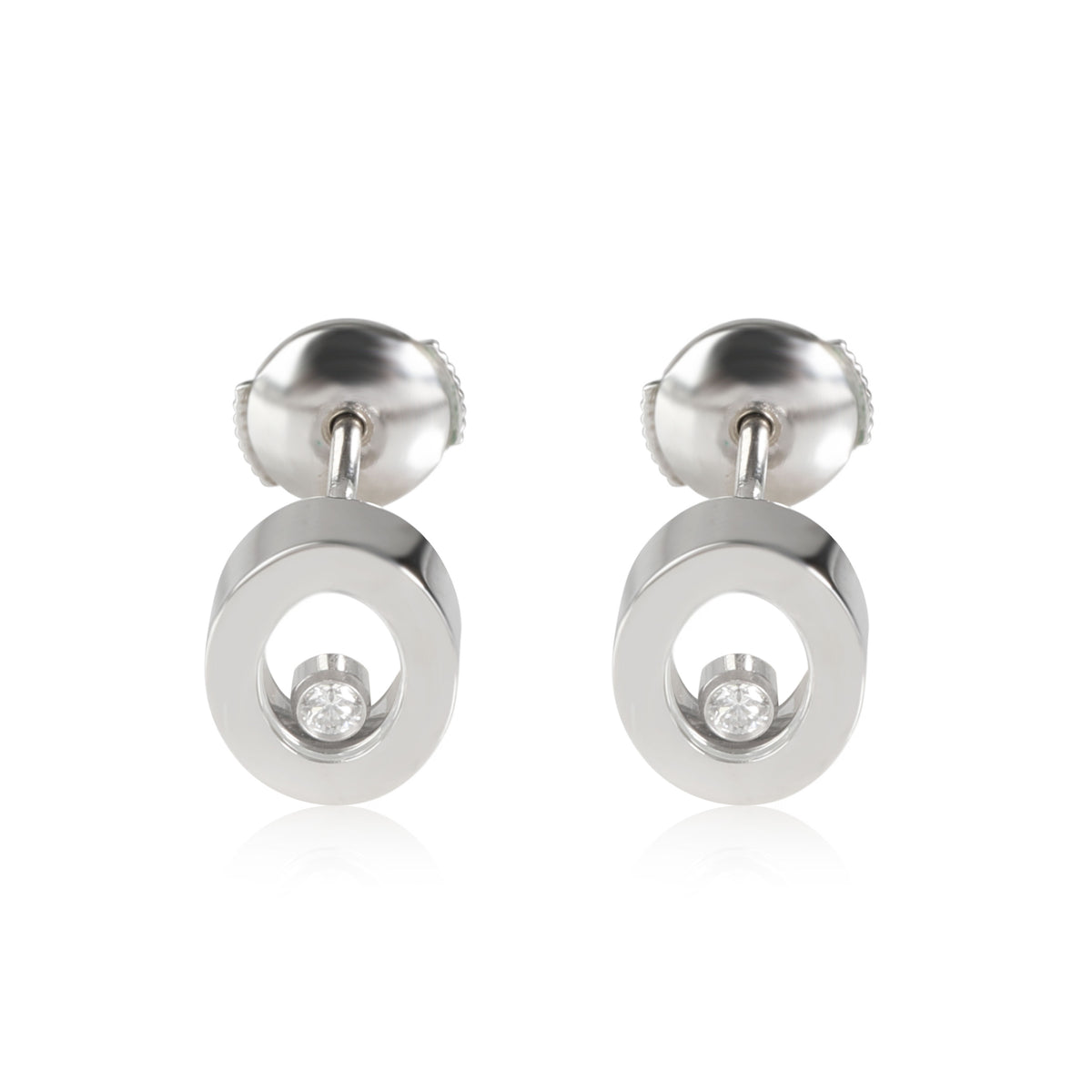 Chopard Happy Diamonds Oval Stud Earrings in 18K White Gold 0.11 Ctw