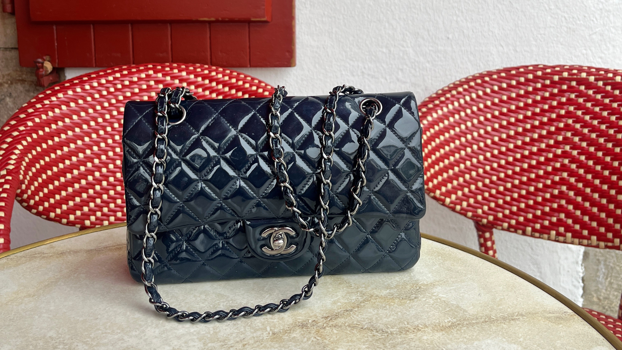 Navy designer handbag online