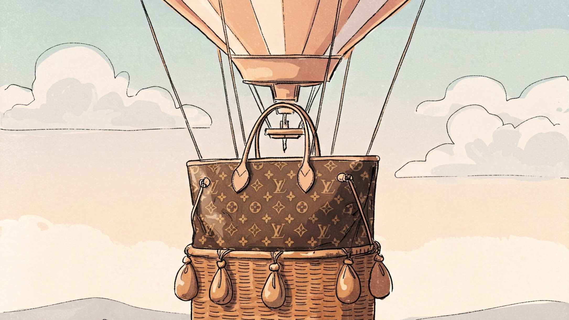 Louis Vuitton Neverfull illustration AI