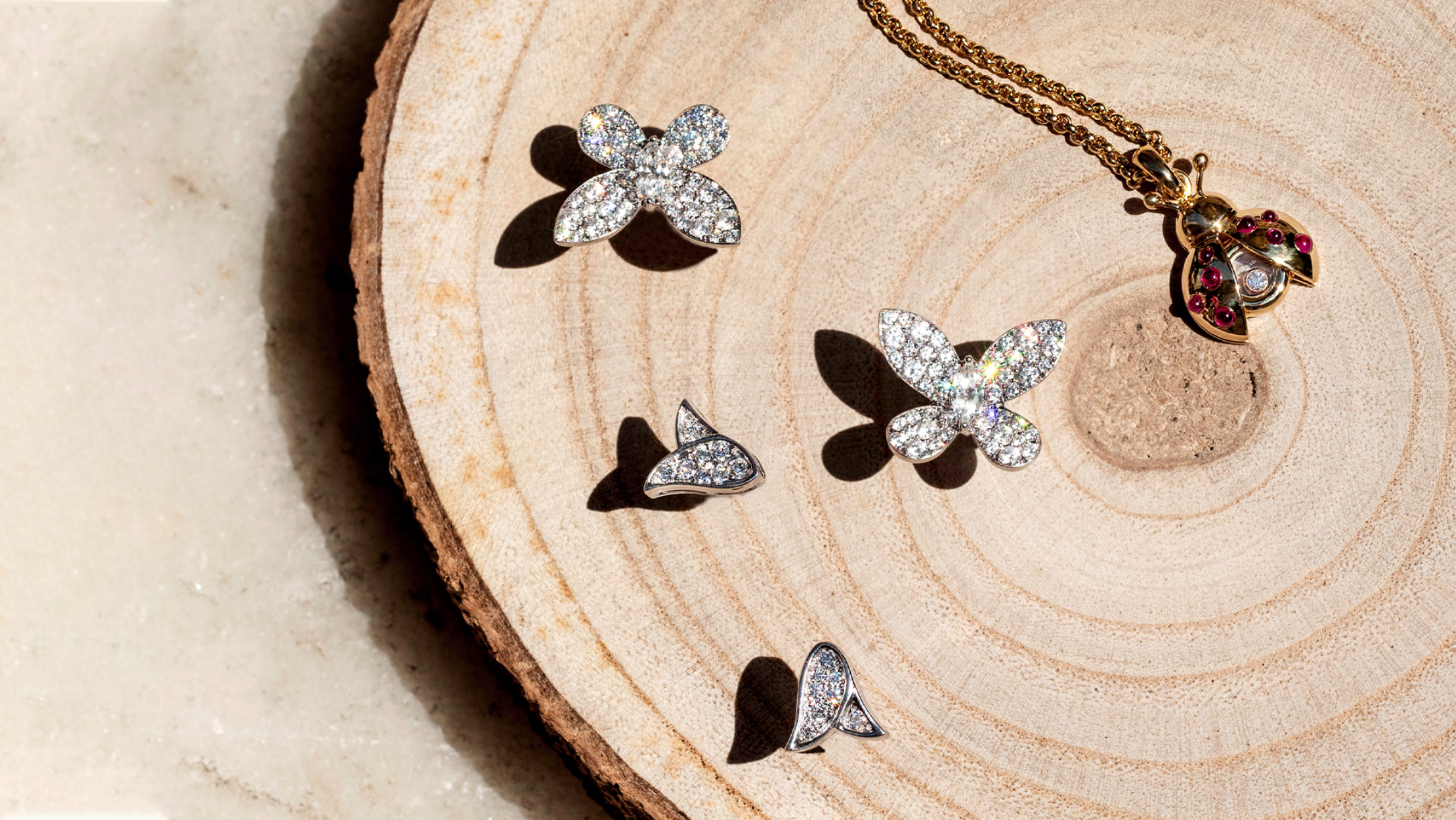 Idylle Blossom Diamond Drop Charm Stud Earrings Gold Single Flower