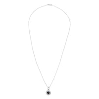 Black Diamond Halo Necklace in 14K White Gold, 0.97 Ctw on Chain