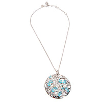BRAND NEW  Blue Quartz Necklace in Plated Rhodium MSRP 1275