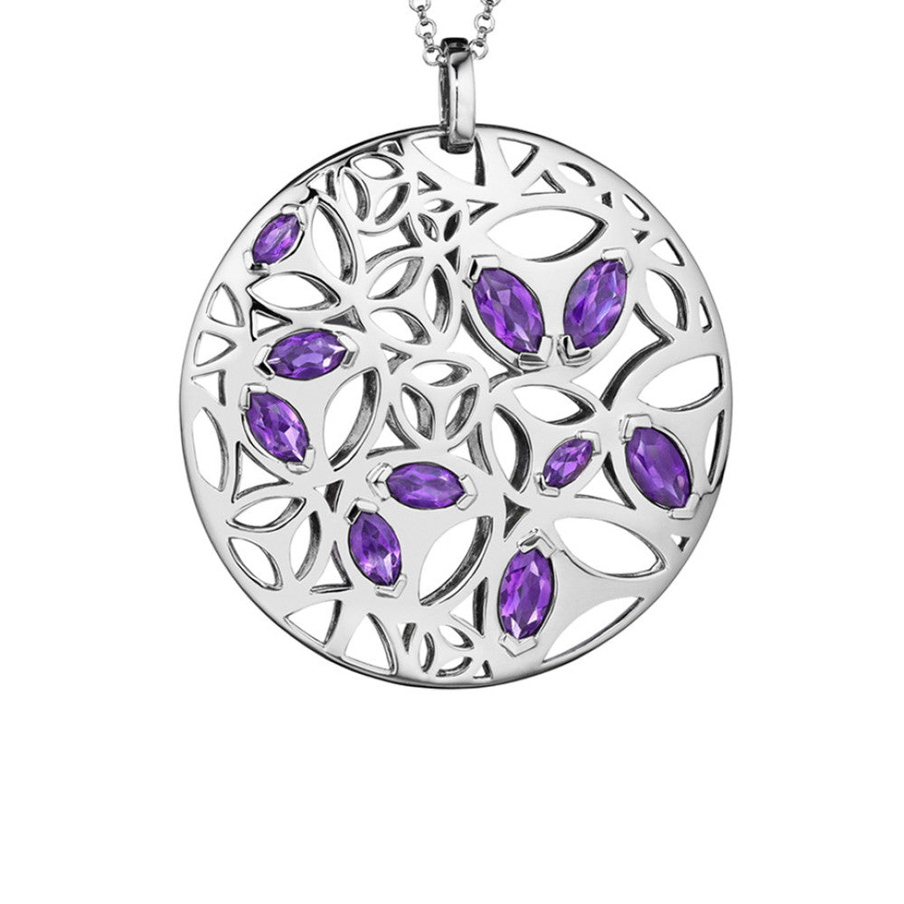 BRAND NEW  Purple Quartz Necklace in Plated Rhodium MSRP 1275