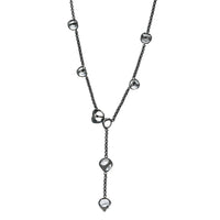 Rock Crystal Lariat Necklace in Black Rhodium Plated Silver MSRP 880