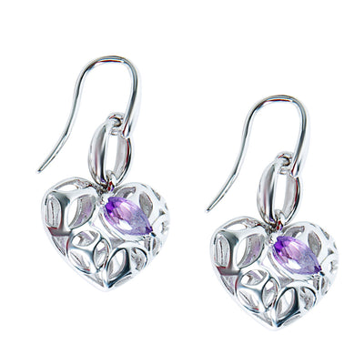 Ricamo Amethyst Drop Earrings in Plated Rhodium Retails for 295