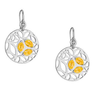 Golden Quartz Drop Earrings in Plated Rhodium MSRP 650