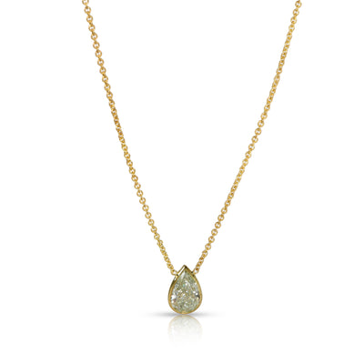 GIA Fancy Yellow-Green/SI1 1.61 Ct Diamond Bezel-Set Pendant, 14K Yellow Gold