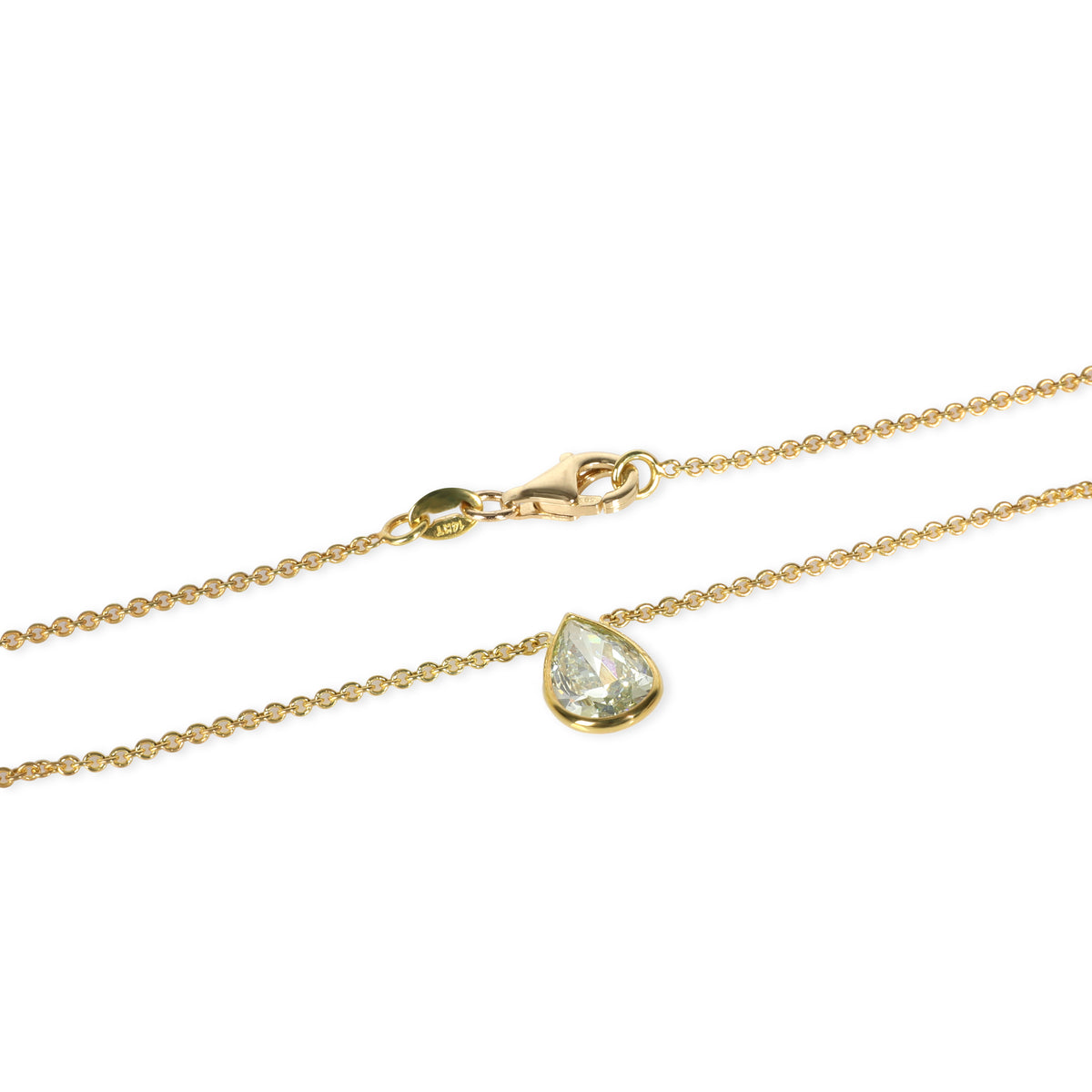 myGemma GIA Fancy Yellow Green/SI1 1.61 Ct Diamond Bezel Set Pendant, 14K Yellow Gold clasp