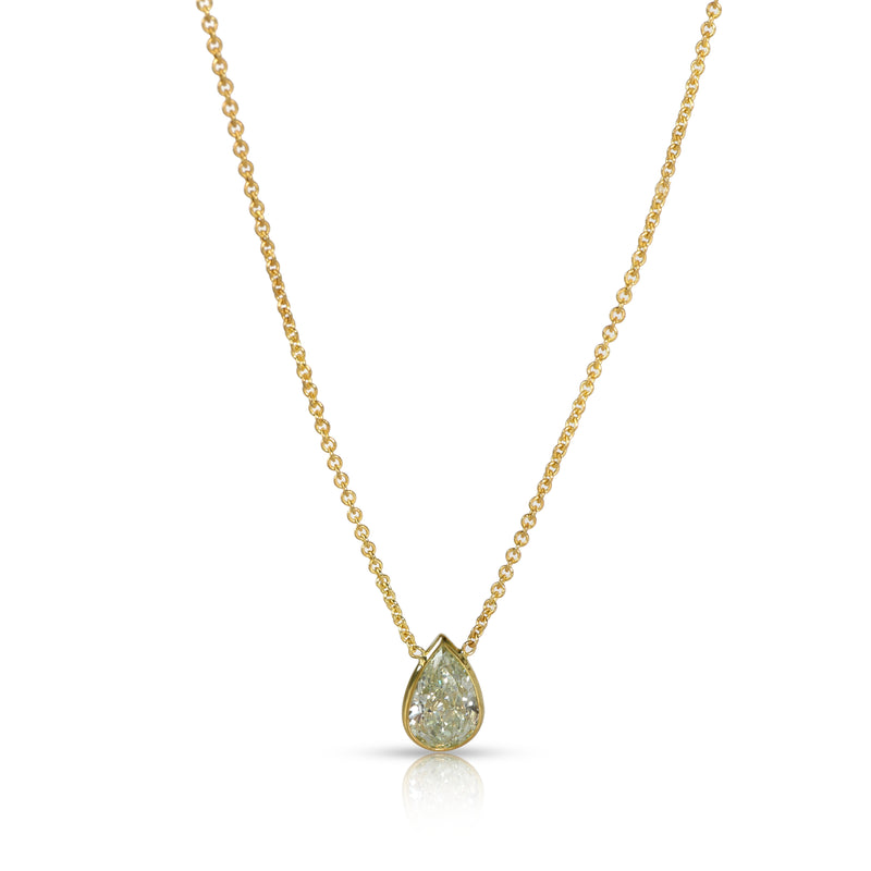 myGemma GIA Fancy Yellow Green/SI1 1.61 Ct Diamond Bezel Set Pendant, 14K Yellow Gold fv