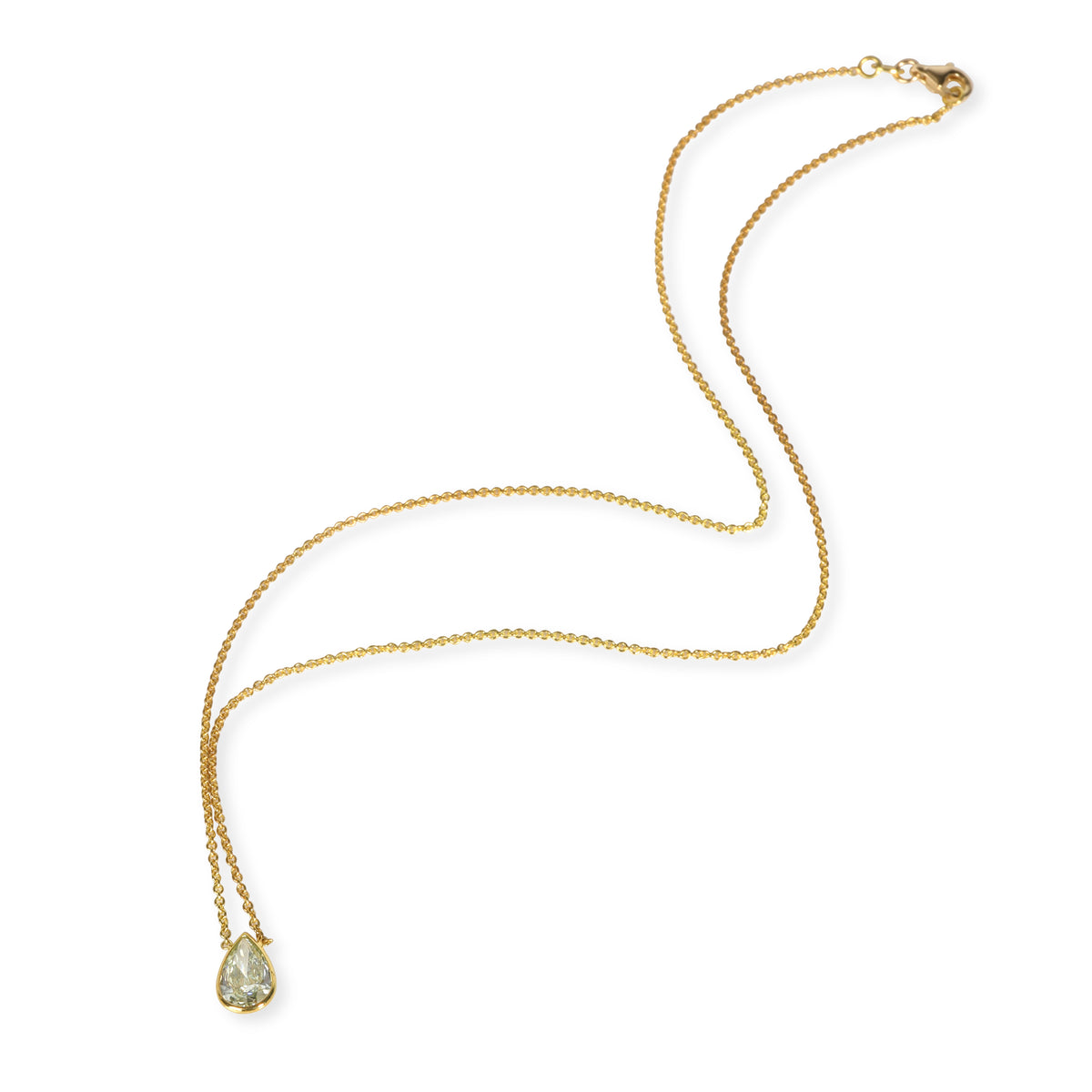 myGemma GIA Fancy Yellow Green/SI1 1.61 Ct Diamond Bezel Set Pendant, 14K Yellow Gold pv