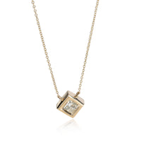 GIA Certified Bezel Set Princess Cut Pendant in 14K Yellow Gold (0.90 ct K/SI2)