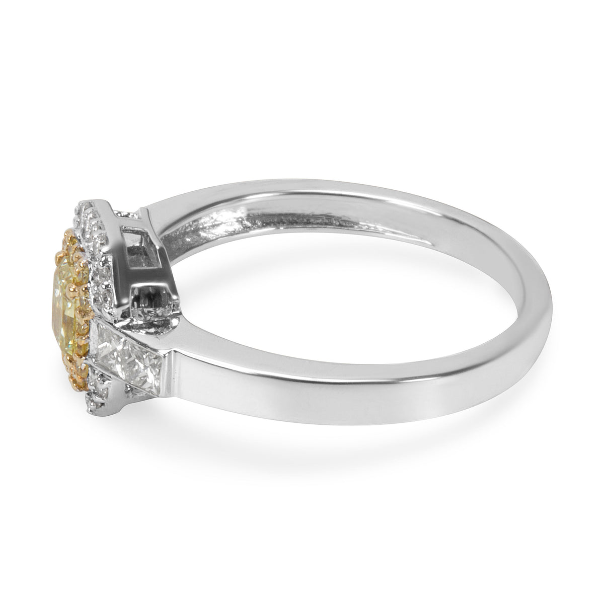 Yellow Diamond Halo Ring in 18KT Yellow Gold 0.68ctw