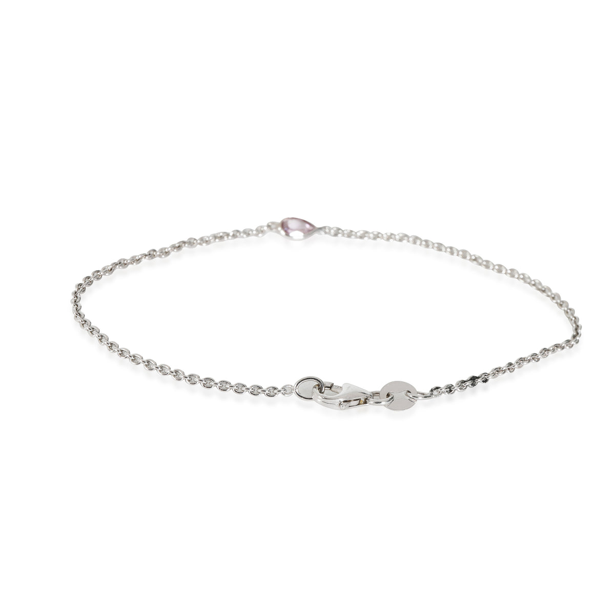 GIA Fancy Intense Purplish Pink Pear Diamond Bracelet in 14K White Gold 0.18 Ct