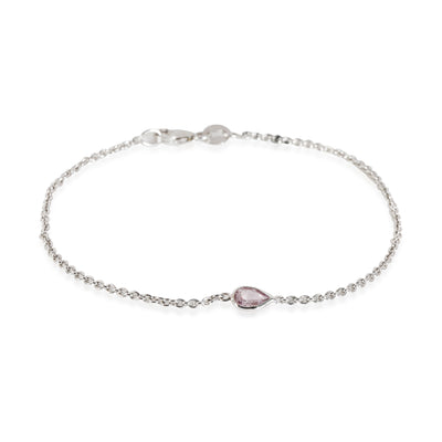 GIA Fancy Intense Purplish Pink Pear Diamond Bracelet in 14K White Gold 0.18 Ct