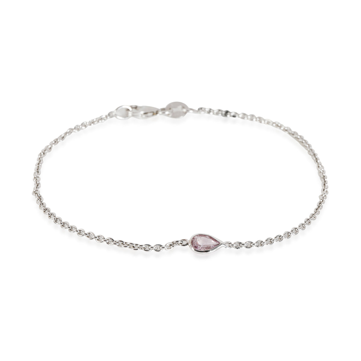 myGemma GIA Fancy Intense Purplish Pink Pear Diamond Bracelet in 14K White Gold 0.18 Ct fv
