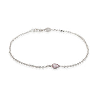myGemma GIA Fancy Intense Purplish Pink Pear Diamond Bracelet in 14K White Gold 0.18 Ct fv