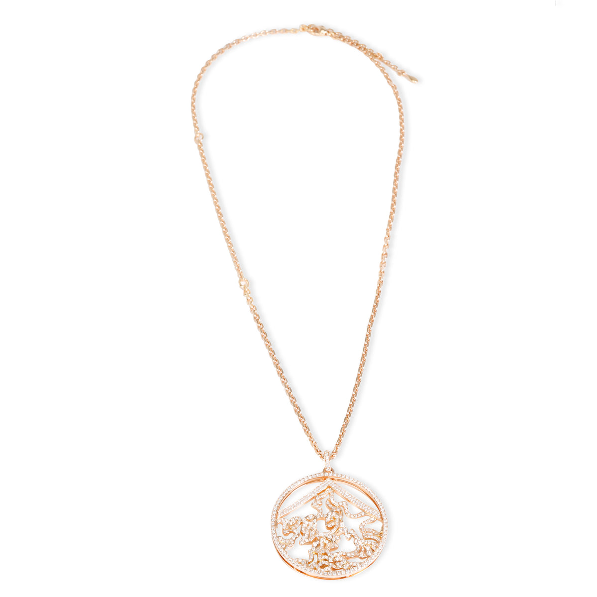 Pave Diamond Circle Pendant in 18K Rose Gold 2.9 Ctw on a Chain