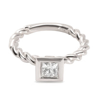 Stackable Twisted Shank Ring, 14K White Gold Princess Cut Diamond J SI2 0.5 Ctw