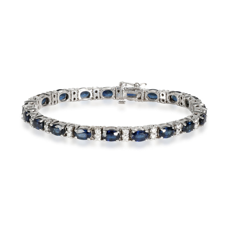 Diamond & Sapphire Bracelet in 14K White Gold 1.00 CTW