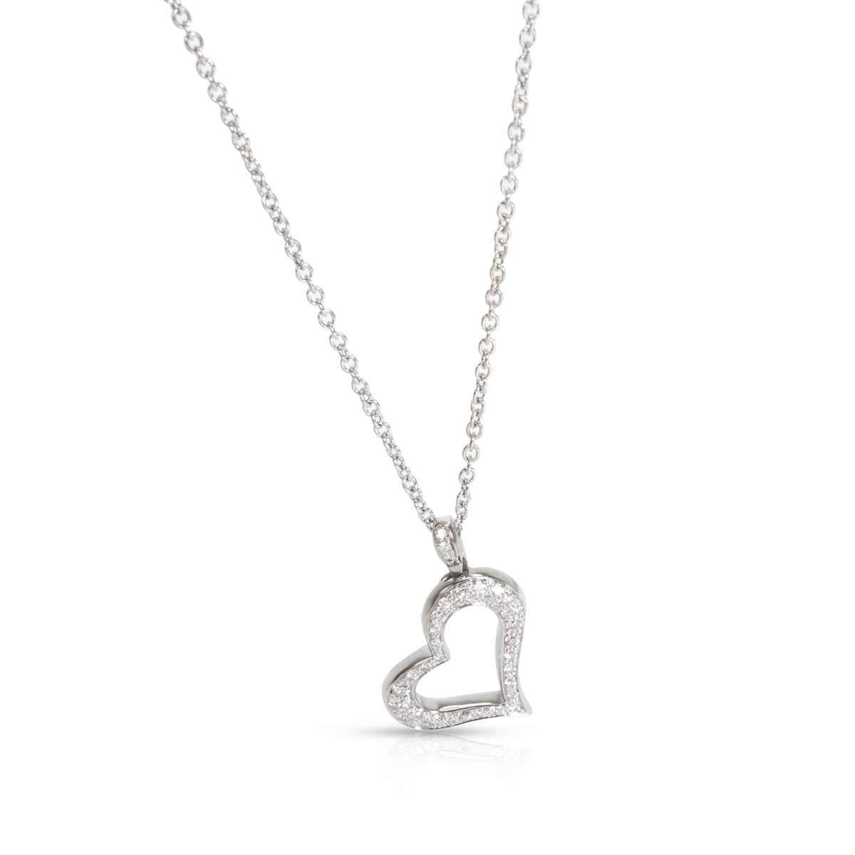 Diamond Heart Necklace in 18K White Gold 0.24 CTW