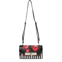 Black Floral & Lipstick Print Leather Séverine Bag