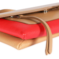 Beige & Red Leather Duetto Crossbody Bag