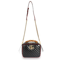 Black Matelassé Leather GG Marmont Bamboo Small Bag