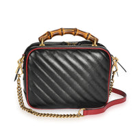 Black Matelassé Leather GG Marmont Bamboo Small Bag