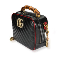 Black Matelassé Leather GG Marmont Bamboo Small Bag