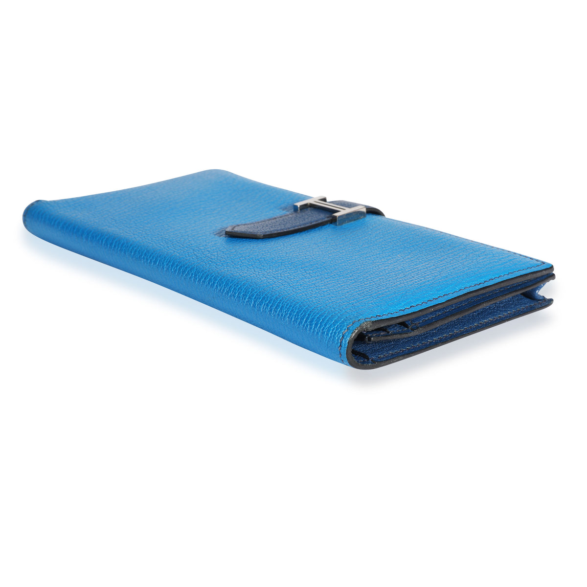 Hermès Bleu Izmir Bleu Saphir Chevre Bearn Wallet PHW Wallet box