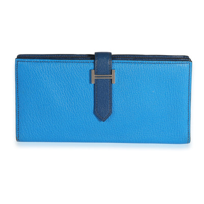 Bleu Izmir & Bleu Saphir Chévre Leather Béarn Wallet PHW