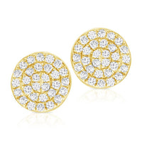 Diamond Pave Disc Stud Earrings in 14K Yellow Gold, 1/5 Ctw