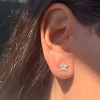 Diamond Star Earrings in 14k Yellow Gold 1/5 ctw