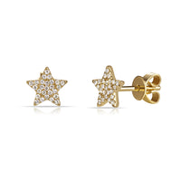 Diamond Star Earrings in 14k Yellow Gold 1/5 ctw