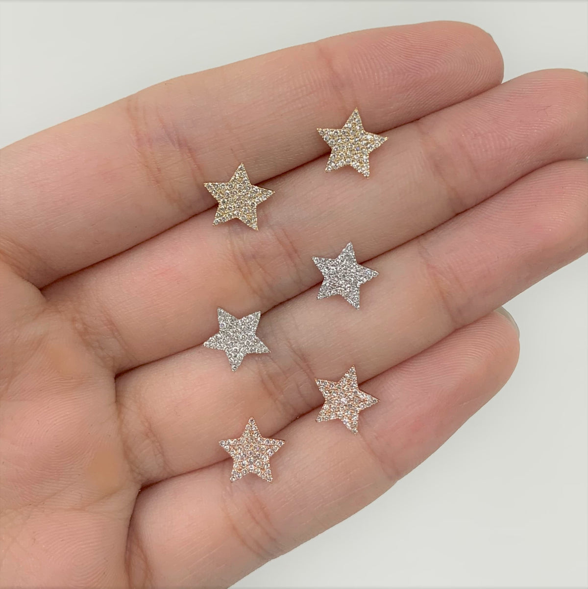 Diamond Star Earrings in 14k Yellow Gold 1/5 ctw
