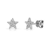 14k White Gold & Diamond Star Earrings, 1/5 Ctw